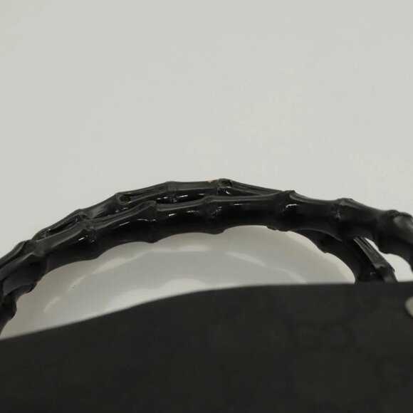 GUCCI GG Canvas Bamboo Hand Bag Nylon Black Silver Auth - Picture 9 of 16